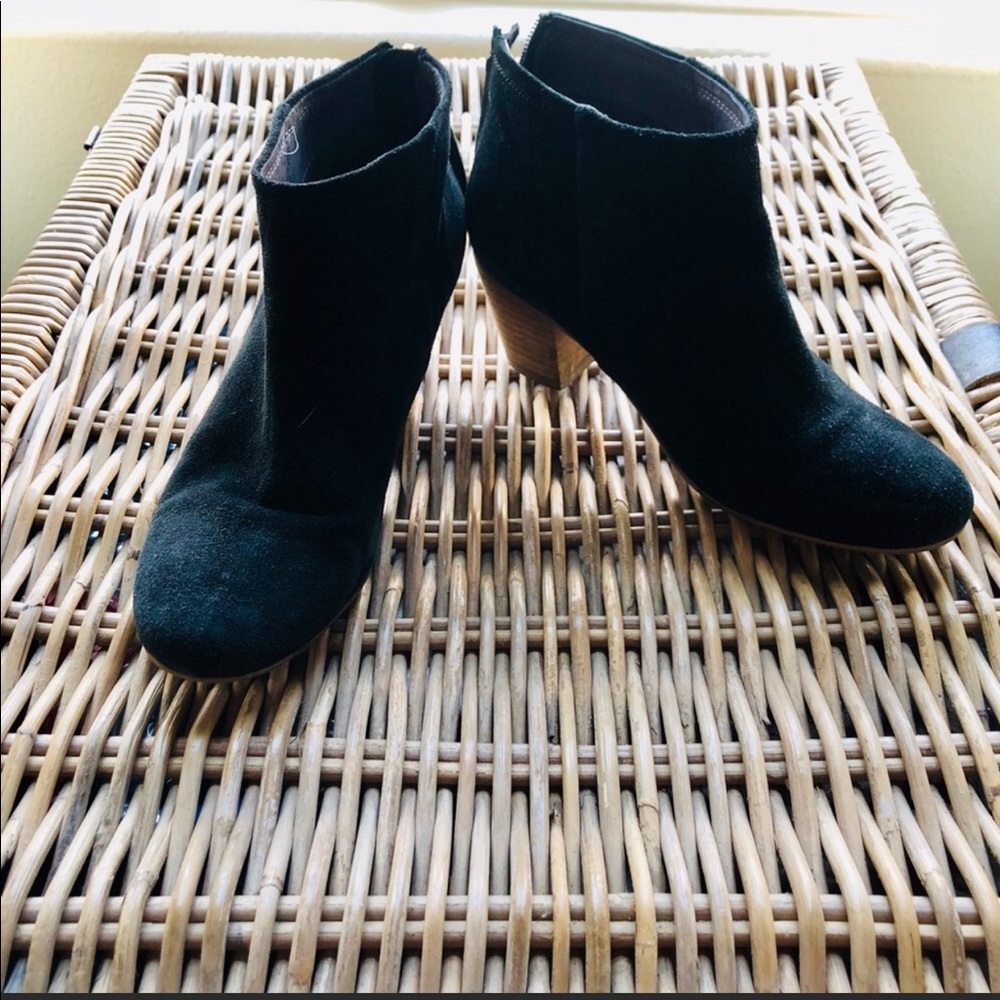Anthropology black suede bootie